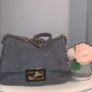 Fendi mama forever grey suede shoulder bag